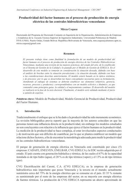 Productividad del factor humano en el proceso de - Adingor.es