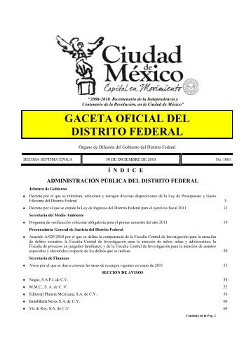 Ley de Ingresos del Distrito Federal para el Ejercicio Fiscal 2011 ...