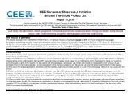 CEE Consumer Electronics Initiative Efficient Televisions Product List