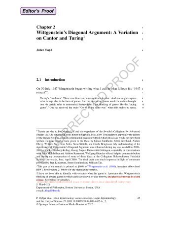 Wittgenstein's Diagonal Argument - Boston University