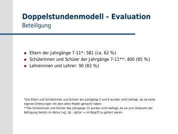 Doppelstundenmodell - Evaluation - Gymnasium Melle