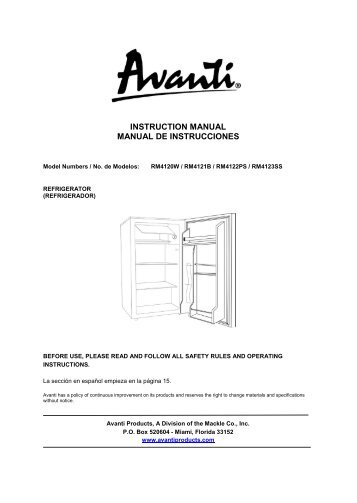 Installation Instructions - Avanti Products