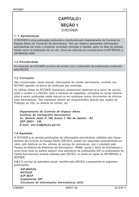 CAPÍTULO I SEÇÃO 1 - AIS