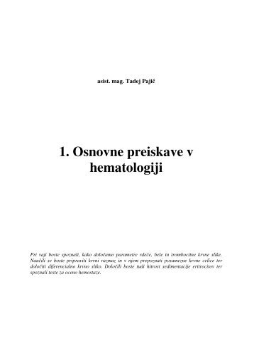 1. Osnovne preiskave v hematologiji