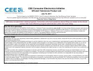 CEE Consumer Electronics Initiative Efficient Televisions Product List