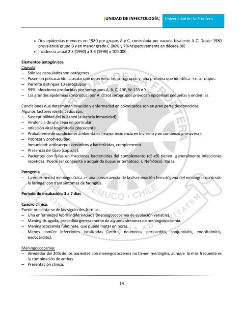 Meningitis - Facultad de Medicina UFRO - Universidad de La Frontera