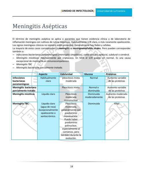 Meningitis - Facultad de Medicina UFRO - Universidad de La Frontera