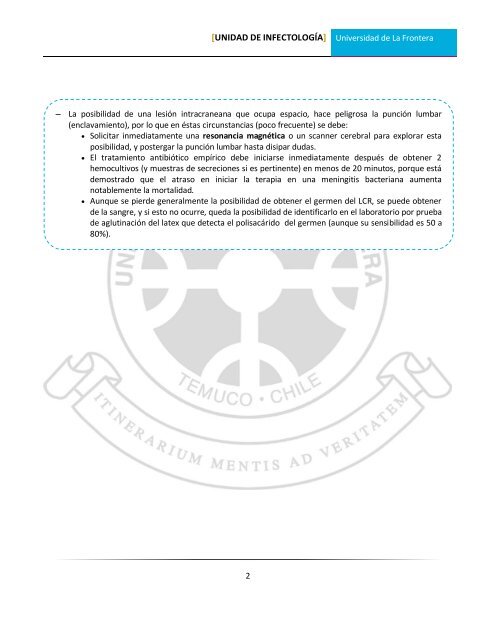 Meningitis - Facultad de Medicina UFRO - Universidad de La Frontera