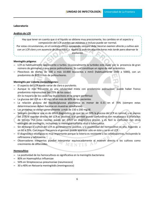 Meningitis - Facultad de Medicina UFRO - Universidad de La Frontera