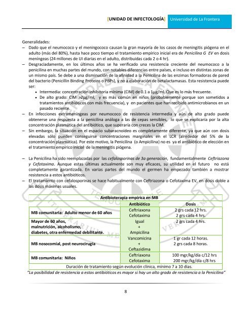 Meningitis - Facultad de Medicina UFRO - Universidad de La Frontera