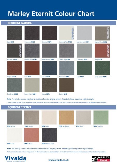 Equitone Color Chart