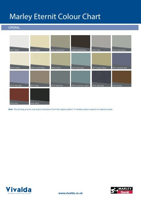 Equitone Color Chart