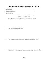 INFORMAL OBSERVATION REPORT FORM