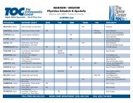 TOC Madison/Decatur Clinic Schedule - The Orthopaedic Center