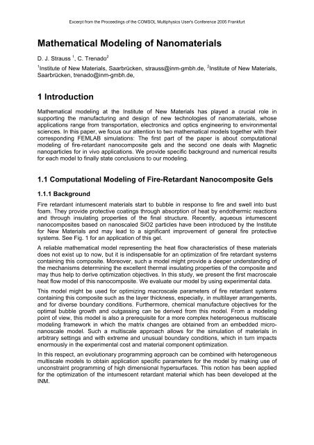 Mathematical Modeling of Nanomaterials - COMSOL.com