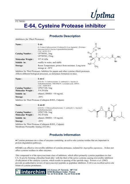 E-64, Cysteine Protease inhibitor - Interchim
