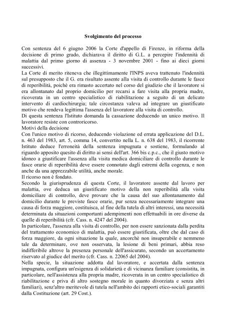 Sentenza n. 5718 del 9 marzo 2010 Corte di ... - CISL FP Napoli