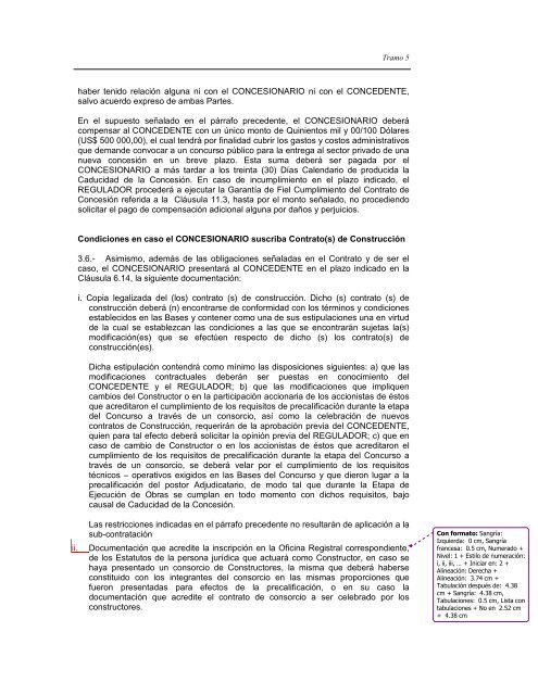 Sexta VersiÃ³n aprobada por ComitÃ©. Tramo 5 - ProinversiÃ³n