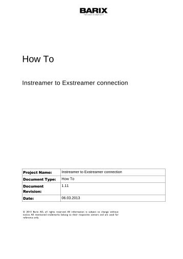 Howto Instreamer-Exstreamer - Barix