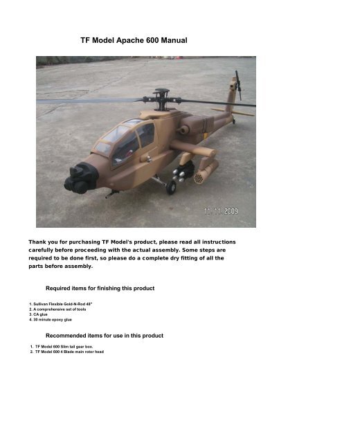 TF Model Apache 600 Manual - Heli-World