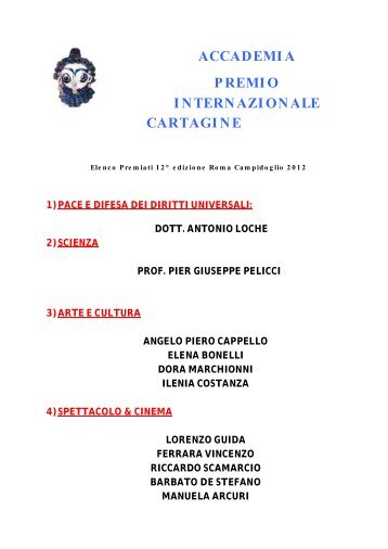 elenco premiati Premio Cartagine 2012.pdf - Comunicati.net