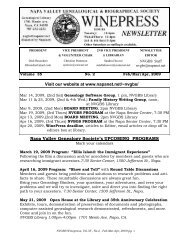 February, March, April 2009 WinePress - Napa Valley Genealogical ...