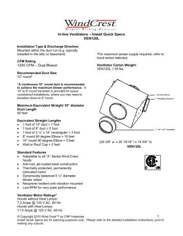 Install Quick Specs - CNP Industries, Inc.