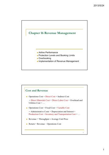 Chapter 16 Revenue Management