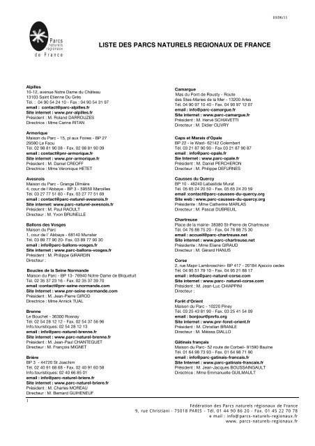 liste des parcs naturels regionaux de france - Parc naturel rÃ©gional ...