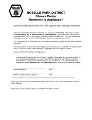 ROSELLE PARK DISTRICT Fitness Center Membership Application