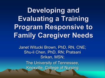 Evaluating a Community Based Family Caregiver Training ... - IUPUI