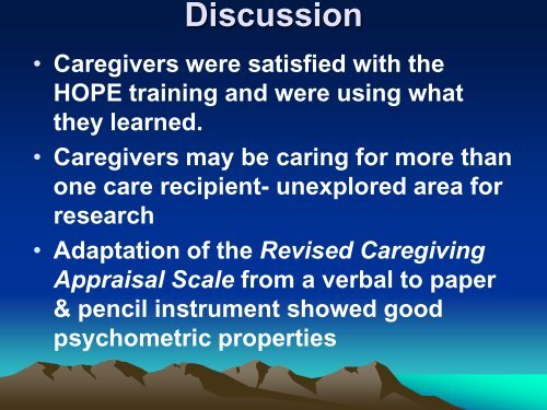 Evaluating a Community Based Family Caregiver Training ... - IUPUI