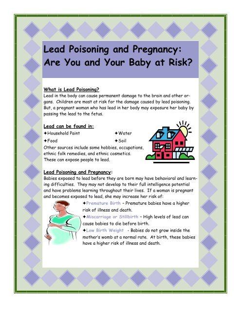 Lead Poisoning and Pregnancy - CT.gov