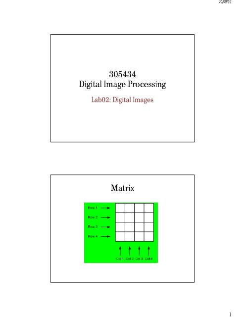 305434 305434 DIGITAL IMAGE PROCESSING Matrix