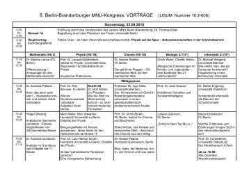 8. Berlin-Brandenburger MNU-Kongress: VORTRÃGE (LISUM ...