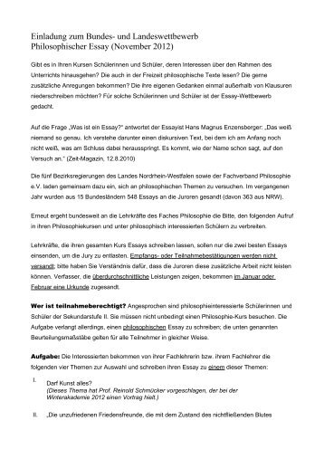 essay wettbewerb 2012 philosophie Ebook bearings: an essay on fundamental philosophy 2012 the animal emergency is a walk-in emergency veterinary clinic located in bend, oregon we are open nights, weekends, and all holidays, including memorial day, july 4th, labor day, thanksgiving, christmas and new years day. essay wettbewerb 2012 philosophie Ebook bearings: an essay on fundamental philosophy 2012 the animal emergency is a walk-in emergency veterinary clinic located in bend, oregon we are open nights, weekends, and all holidays, including memorial day, july 4th, labor day, thanksgiving, christmas and new years day.