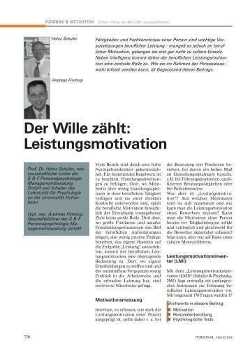 Der Wille zÃ¤hlt - Leistungsmotivation - S&F Personalpsychologie ...