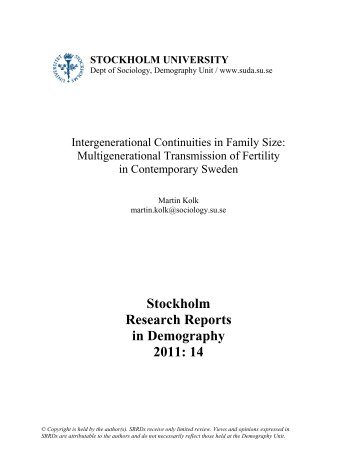 Stockholm Research Reports in Demography 2011: 14 - SUDA