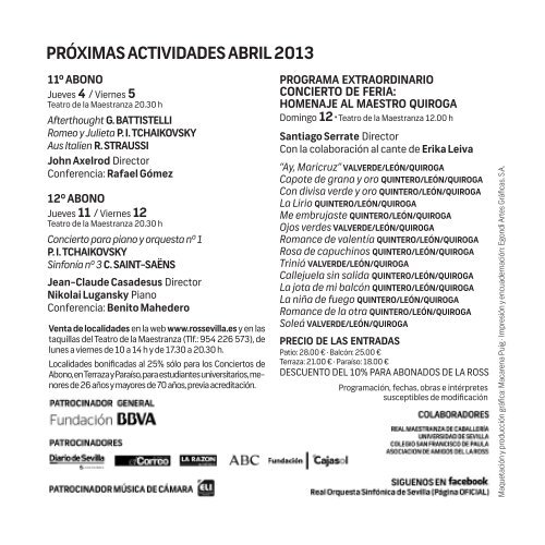 010 TEMPORADA 12-13 10 Programa De Mano 10º Abono ROSS ...