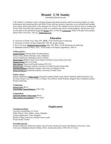 Resume (pdf) - Best Student Violins