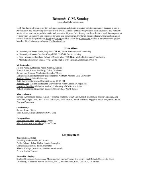 Resume (pdf) - Best Student Violins