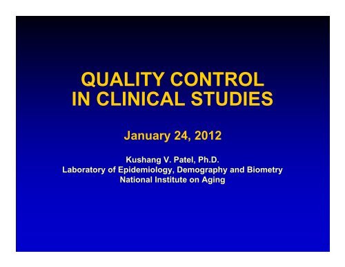 Quality Control in Clinical Trials