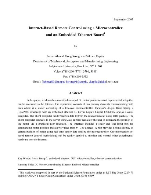 Internet-Based Remote Control using a Microcontroller and an ...