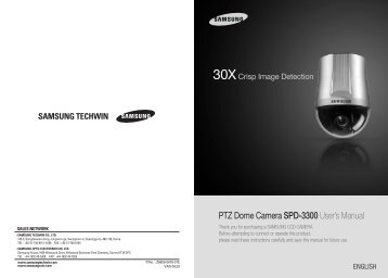 PTZ Dome Camera SPD-3300 User's Manual - Samsung CCTV