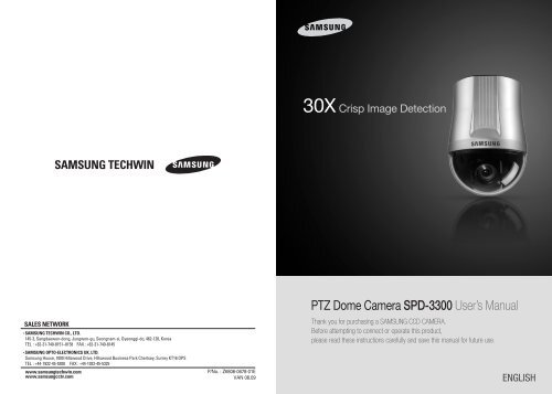 PTZ Dome Camera SPD-3300 User's Manual - Samsung CCTV