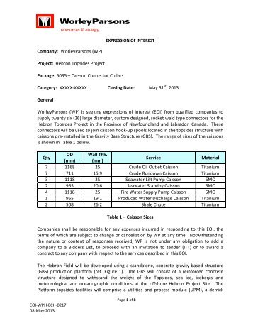 Caisson Connectors Collars - Topsides - Hebron Project ...