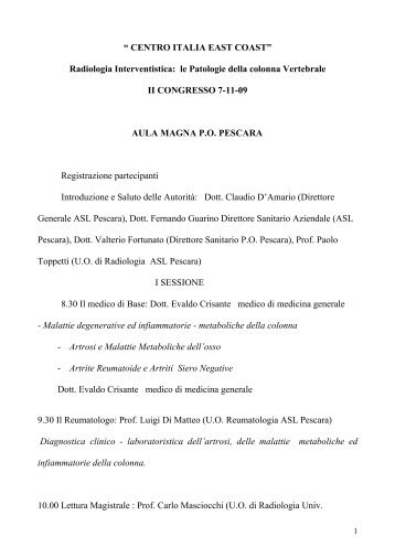 â CENTRO ITALIA EAST COASTâ Radiologia Interventistica ... - SIRM