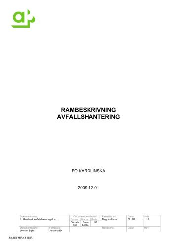 11 Rambeskrivning Avfallshantering - Akademiska Hus
