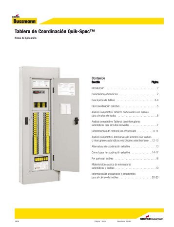 Tablero de Coordinación Quik-Spec™ - Cooper Bussmann