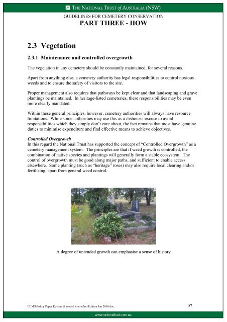 Guidelines for Cemetery Conservation - National Trust of Australia